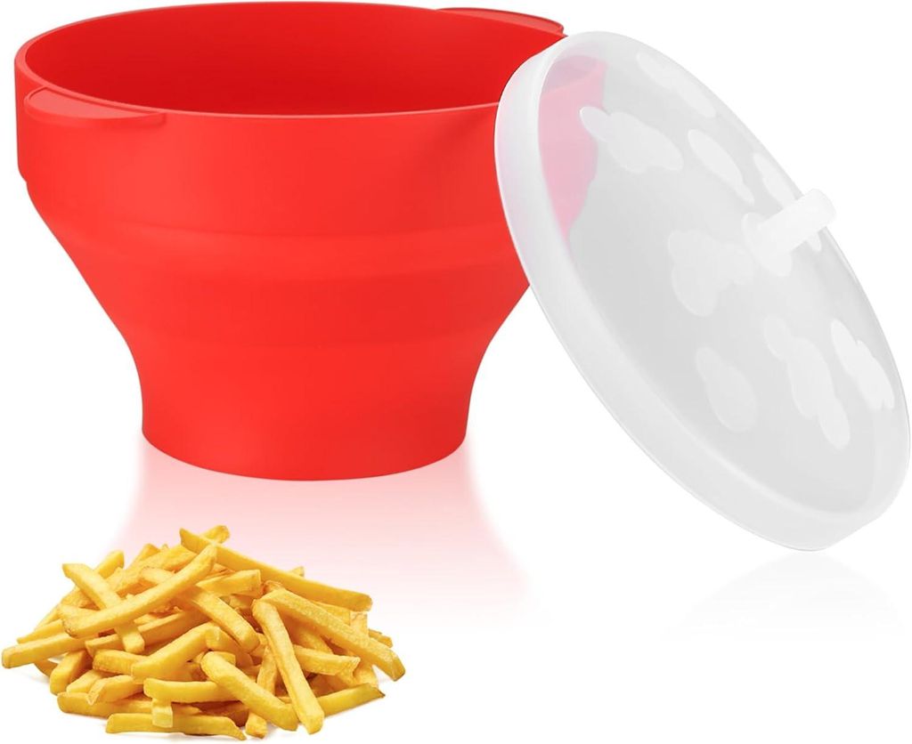 Ölfreie Silikonschüssel für Mikrowellen-Popcorn mit faltbarem Deckel, BPA-frei, ideal für die Zubereitung von Popcorn zu Hause oder für Famili...
