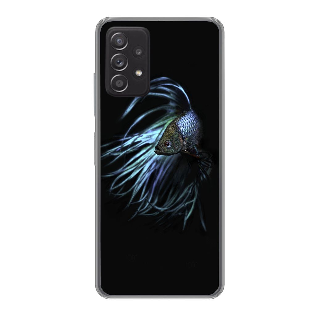 MuchoWow Handyhülle Schutzhülle Hülle für Samsung galaxy a73 Fisch - Schwanz - Schwarz Silikon Softcase Handy Hülle - Handyhülle