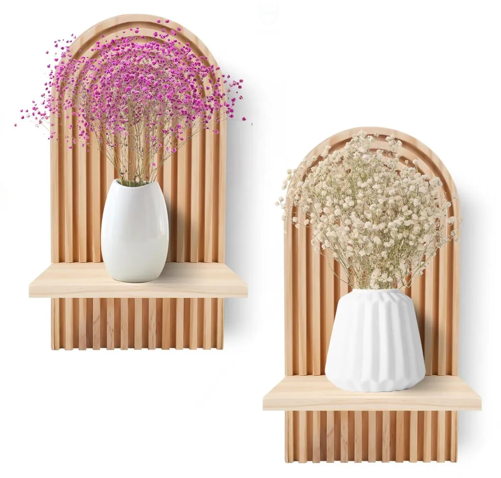 Lot de 2 étagères murales en bois brut pour une décoration bohème chic