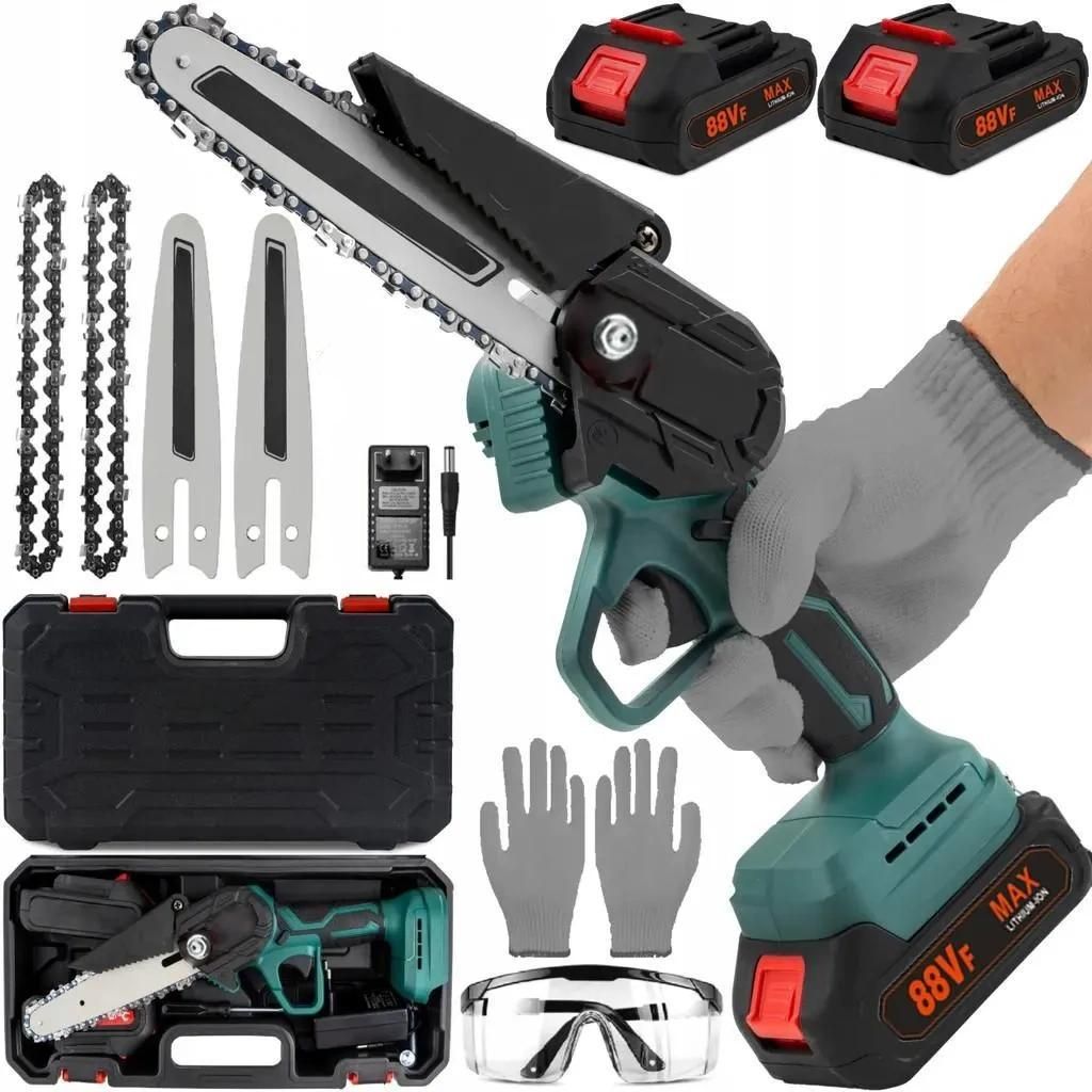 6" Zoll Akku-Kettensäge, Mini-Kettensäge mit Akku, Motorkettensäge, 2x 21V 1500 mAh wiederaufladbare, zum Baumschneiden, Beschneiden von Garten