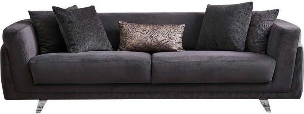 Dreisitzer Couch Sofa 3 Sitzer Grau Stoff Stoffsofa Polstersofa Design