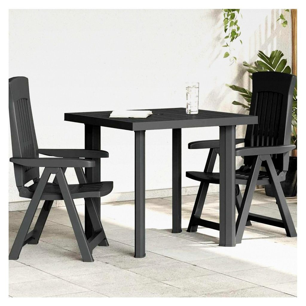 Gartentisch Anthrazit 80x75x72 cm Kunststoff, Outdoor Beistelltisch für Balkon Loungemöbel Patio Innenbereich Dekoration