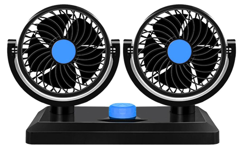 Doppelkopf-USB-Ventilator für das Armaturenbrett im Auto, ABS, 360 Grad drehbar, tragbar, Kühlung von Fahrzeugen, Wohnmobil, LKW, Büro