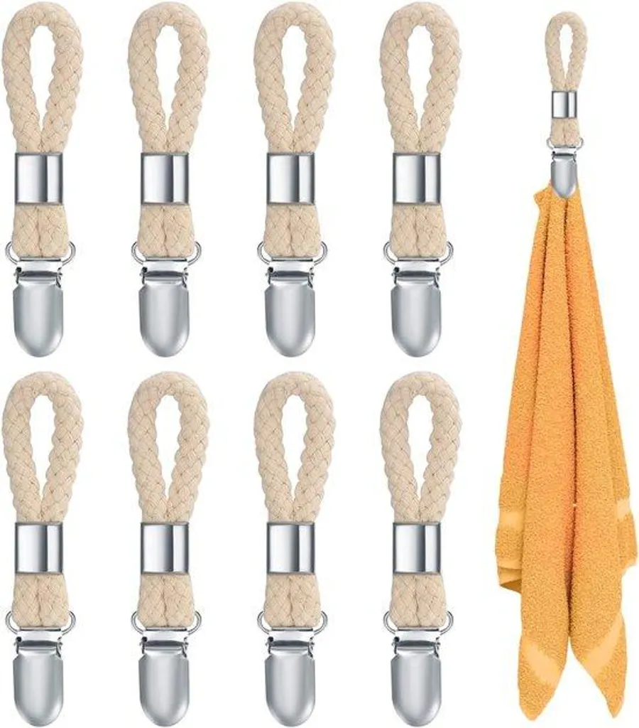 Fini le linge qui tombe avec le porte-serviettes beige 8 pièces