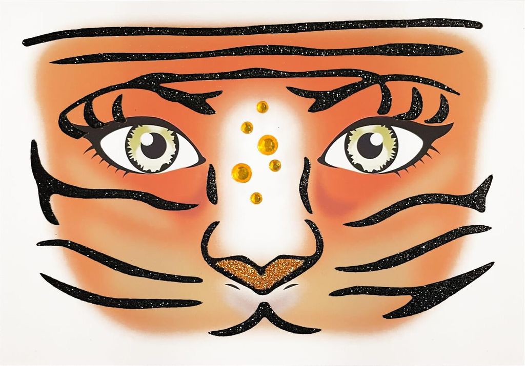 Oblique Unique Tiger Gesicht Sticker Set Tiergesicht Produktbild 