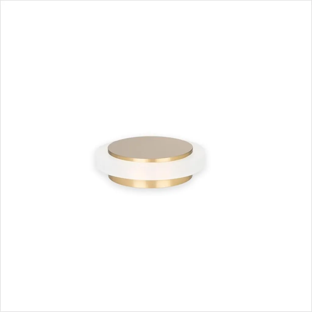 Butoir de porte 45x14 mm blanc avec base laiton mat et pose adhésive