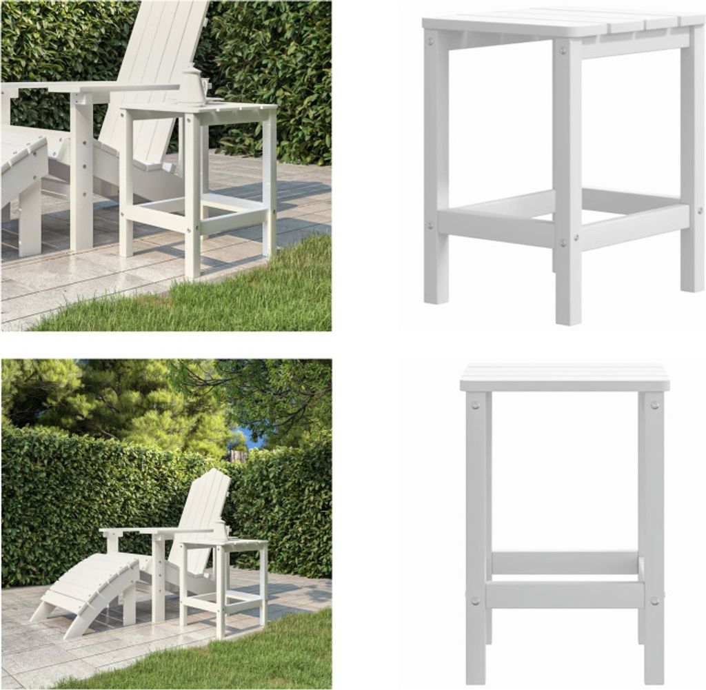 vidaXL Adirondack Gartentisch Weiß 38x38x46 cm HDPE - Gartentisch - Gartentische - Tisch Für Garten - Gartenmöbel