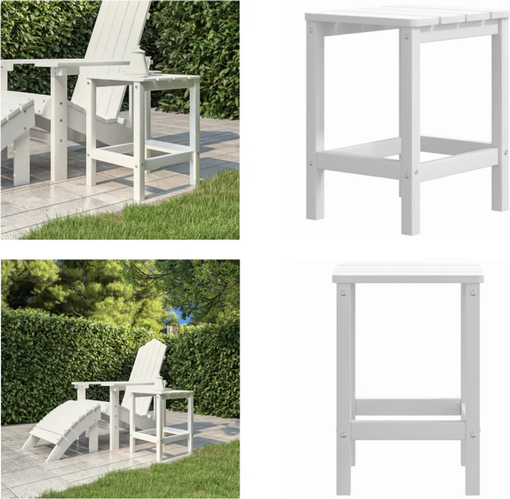 Tavolino Adirondack Bianco vidaXL in HDPE per Giardino 38x38x46 cm