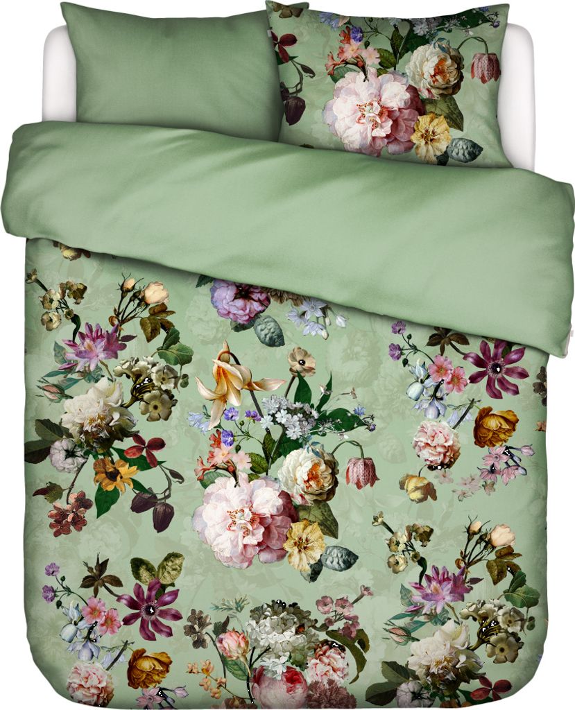 Essenza Bettwäsche-Garnitur Satin Fleur Farbe Quiet green Größe 140x200+70x90