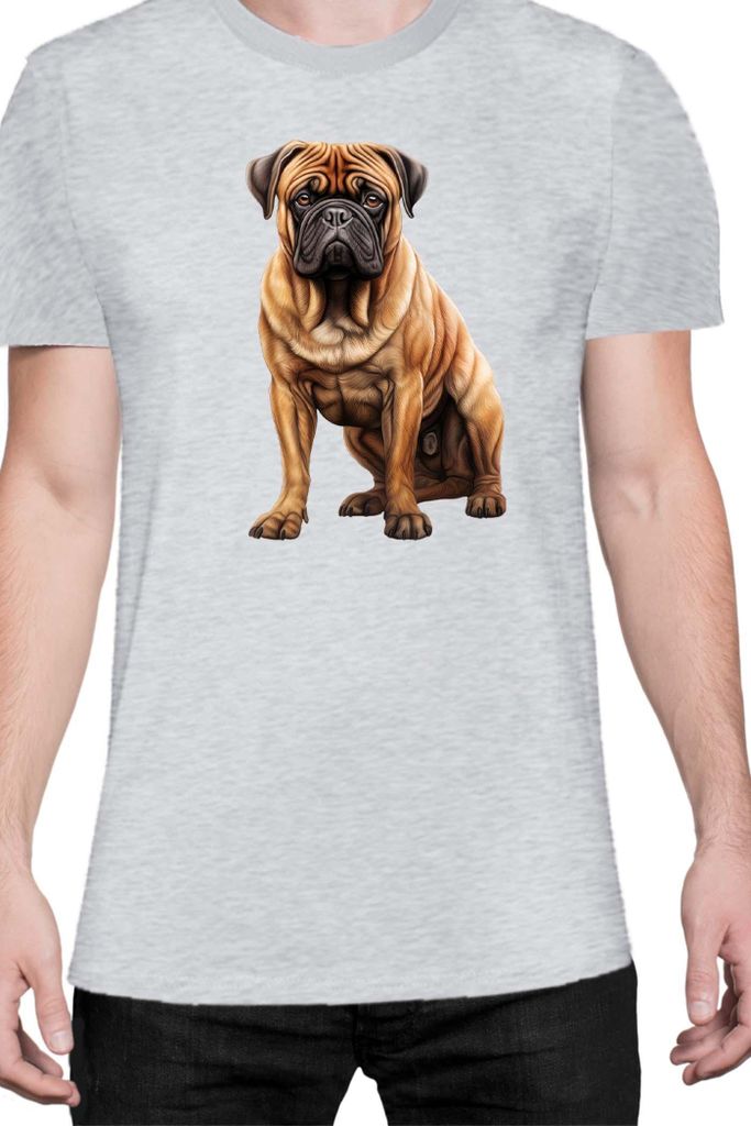 Herren T-Shirt Dogs Breeds Bullmastiff Dog Breed 006, Man L / Grau