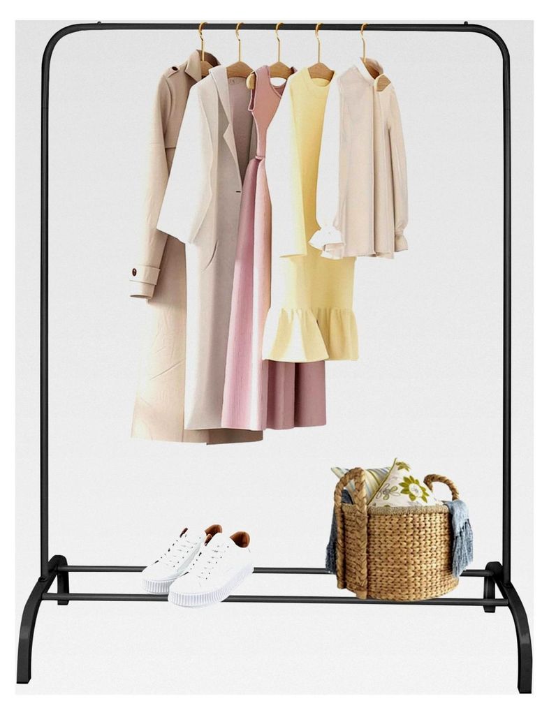 Kleiderständer mit Rollen, Garderobenständer aus Metall, 40 x 110 x 150 cm - schwarz