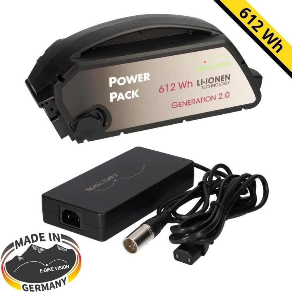 Set E-Bike Akku Ersatzakku Power Pack 17 Ah 612 Wh 36V Bosch Classic Unterrohr + Ladegerät 4A