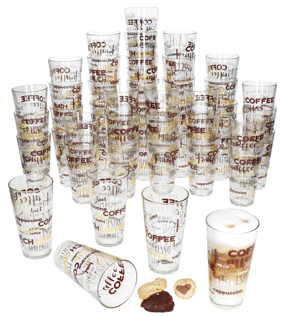 48x Candy Latte Macchiato Gläser 380ml Schrift-Nachbildung Produktbild 