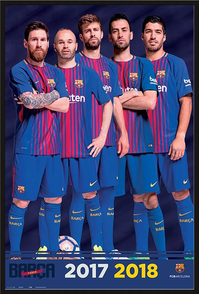 Affiche FC Barcelone 2017/2018 avec Cadre Noir Shinsuke Maxi 61x91,5 cm