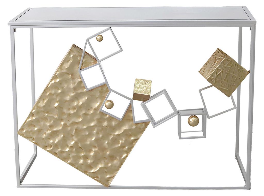 Sideboard CUBES - gold,silber - Glas,Metall - Höhe 79cm x Breite 107cm