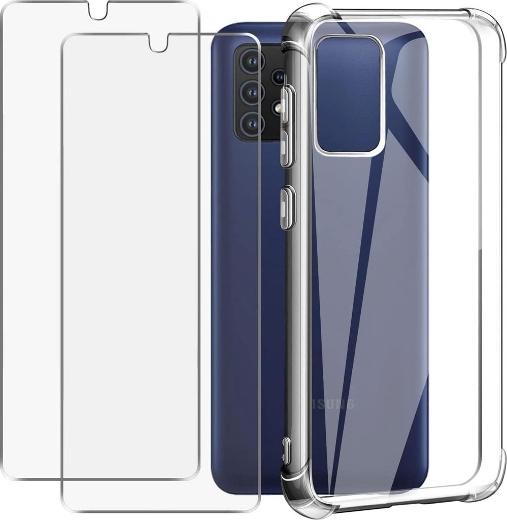 Hülle + 2x Panzerglas für Samsung Galaxy A73 Silikon Transparent