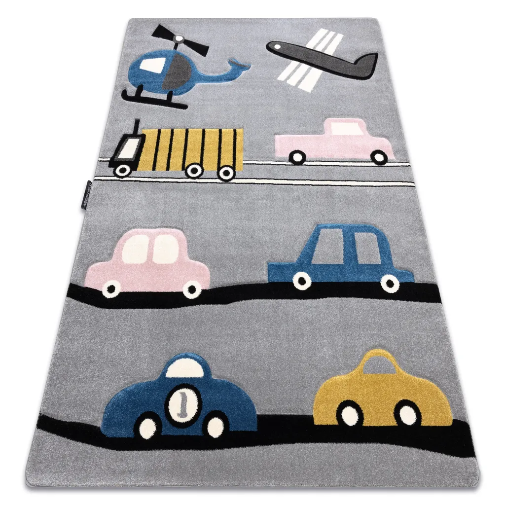 Tapis de jeu géant 200x290 cm pour chambre enfant avec circuit de voitures