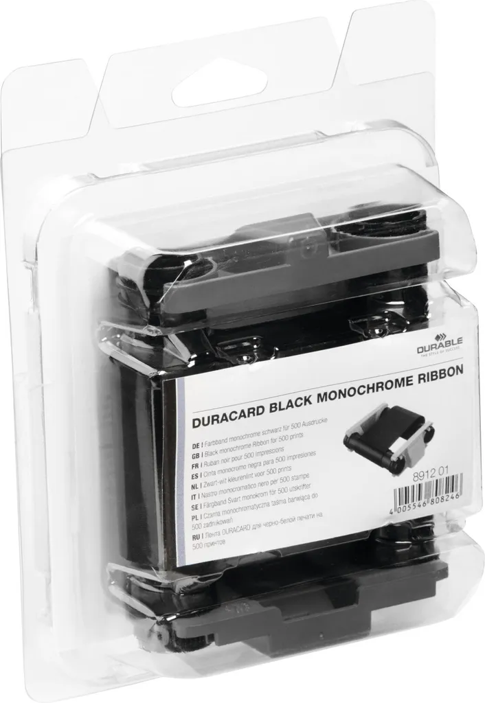 Durable 891201 Nastro Nero 500 Stampe | Ricambio per Duracard ID 300