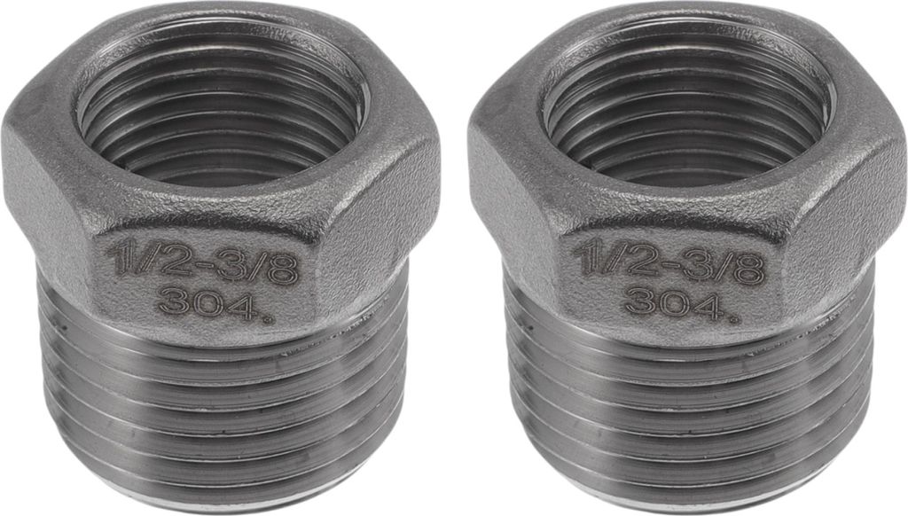 304 Edelstahl Rohrverbinder 1/2" Male x 3/8" Female BSPT Reduzier-Hex-Buchse 2 Stück