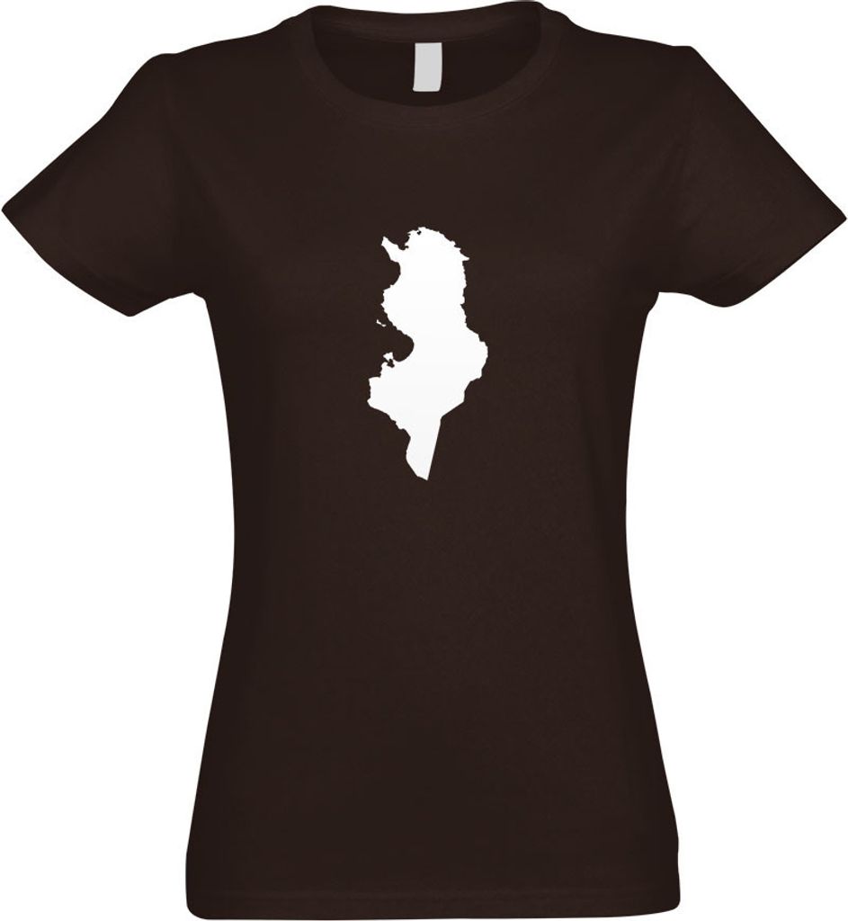 Kiwistar - T-Shirt tailliert - Damen - Chocolate - Tunesien Umriss Kontur - mit Motiv Bedruckt - Funshirt Design - Sport - Freizeit - Damen - XXL