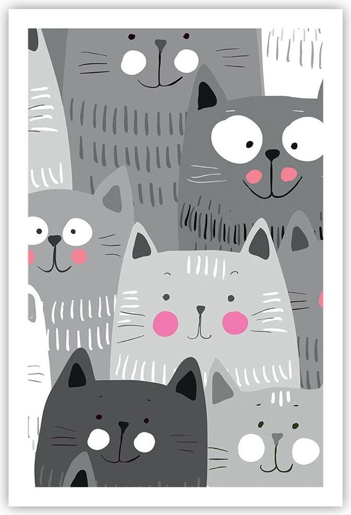 Poster - Poster ohne Rahmen - Kittys Tiere Illustration - 61x91,5 cm - Wand Bild - Wanddeko - Wandbilder - Kunstposter - Wandposter - Bilder - Kuns...