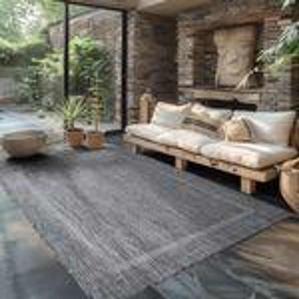 Outdoor Teppich Einfarbig Wetterfest Terasse Balkon Garten Küchenteppich Flachgewebe Sisal Optik, Größe: 240 x 340 cm, Farbe: Grau