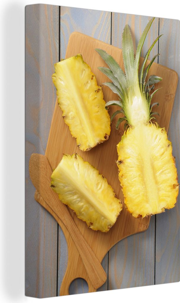 OneMillionCanvasses - Leinwandbilder - 90x140 cm, Ananas - Schneidebrett - Tisch, Wandbilder Kunstdruck Wanddekoration - Foto auf Leinwand - Gem...
