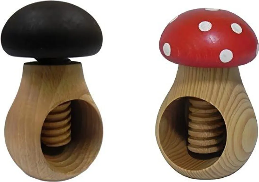 Casse-noisette champignon hêtre naturel brun - Vis en bois très solide