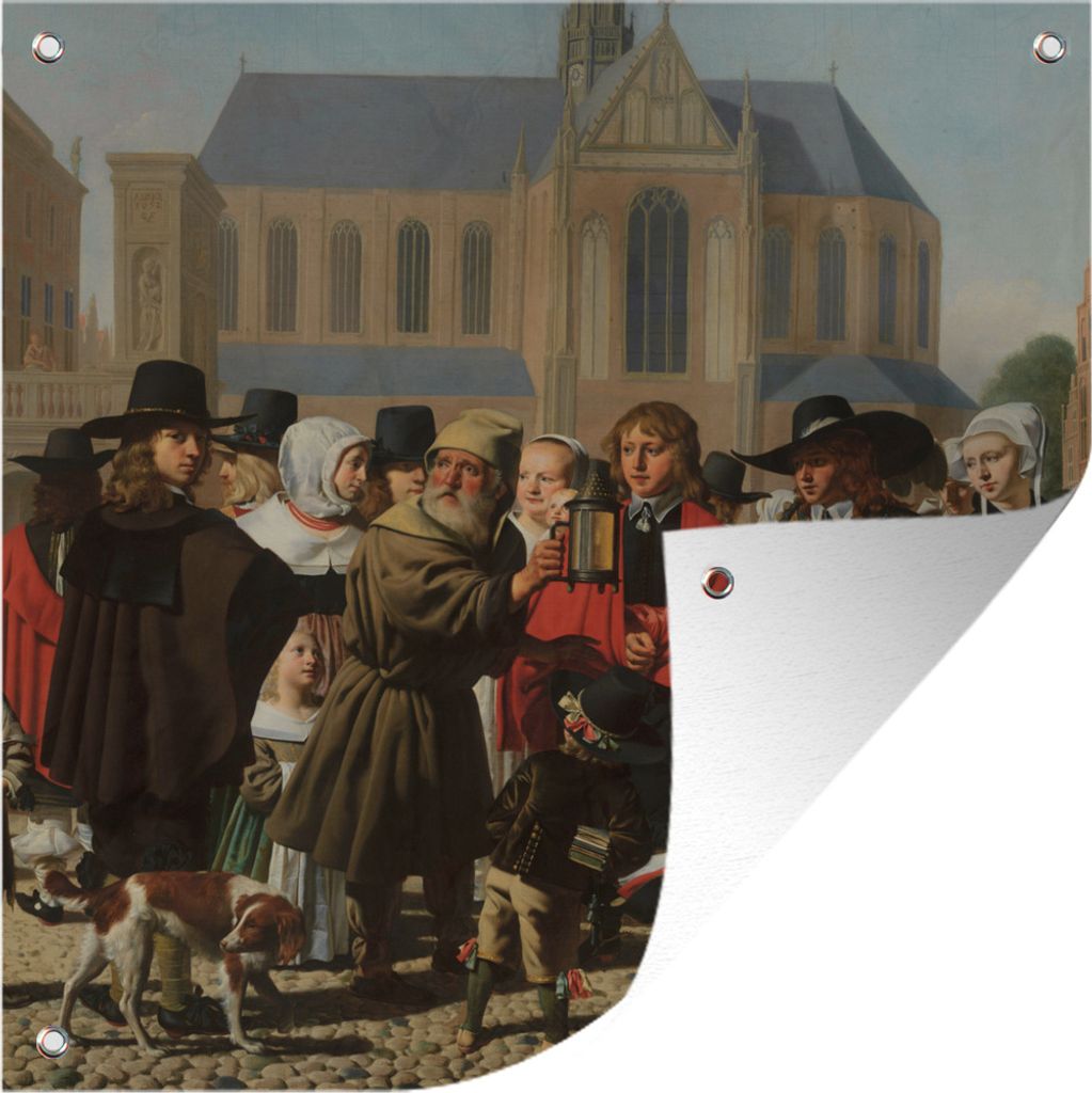 MuchoWow 50x50 cm Outdoor-Poster Gartendeko Sichtschutz Garten Poster für den Garten Diogenes sucht den Menschen - Cäsar van Everdingen