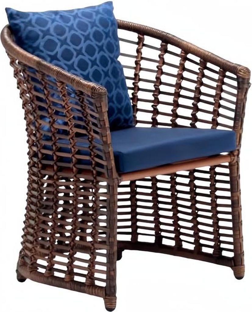 Modern Rattan Sessel 1 Sitzer stilvoll Braun Terrasse Luxus Design Möbel