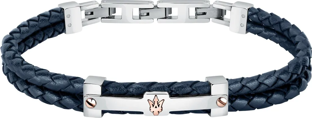 Bracciale Maserati JM422AVE10 Uomo Pelle e Acciaio Oro Rosa | Originale