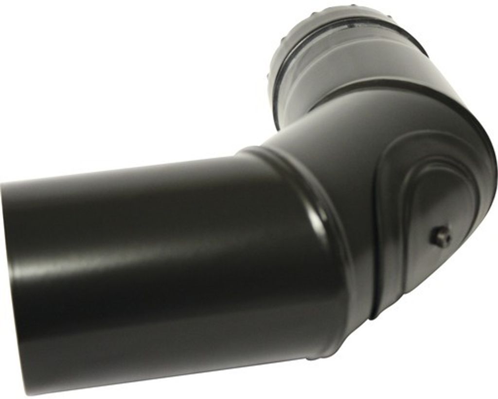 Pelletbogen 90° Ø80 mm mit Tür schwarz matt Produktbild 