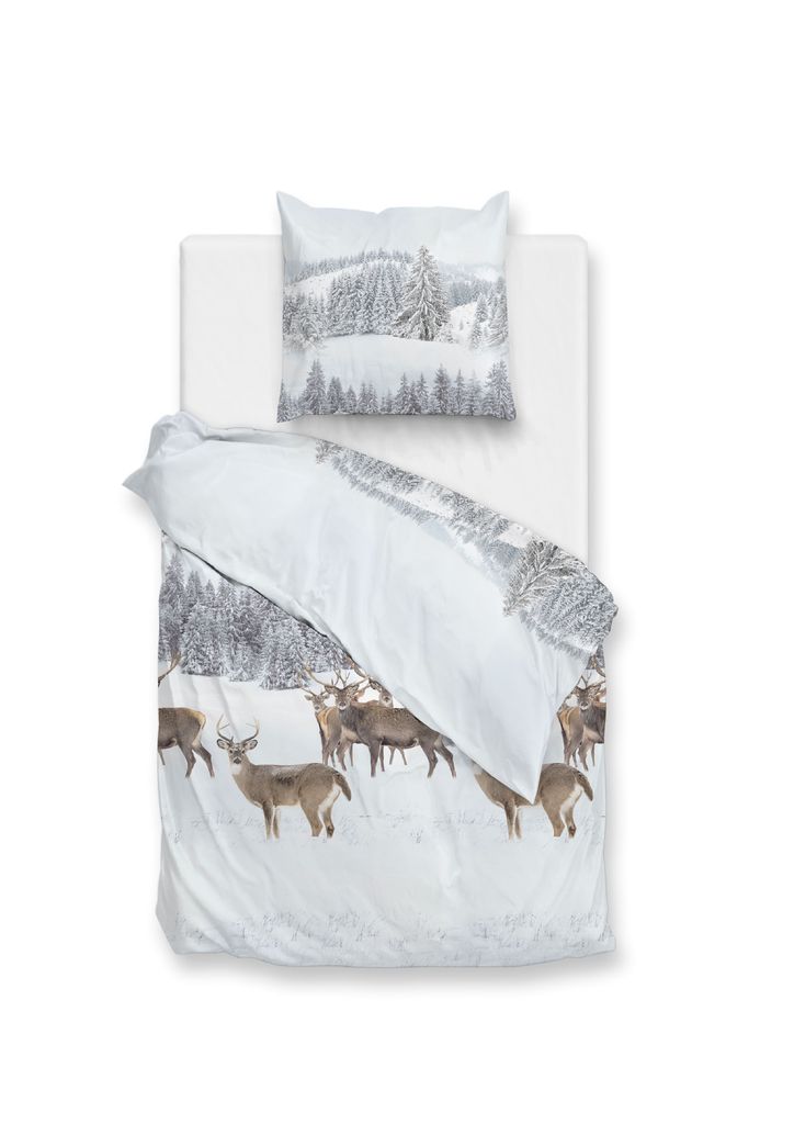 ZO!Home Cervo Bettwäsche 155 White Bettwäsche 1 x Bettbezug 155x220 + 1 x Kopfkissenbezug 80x80 White Fauna weiß