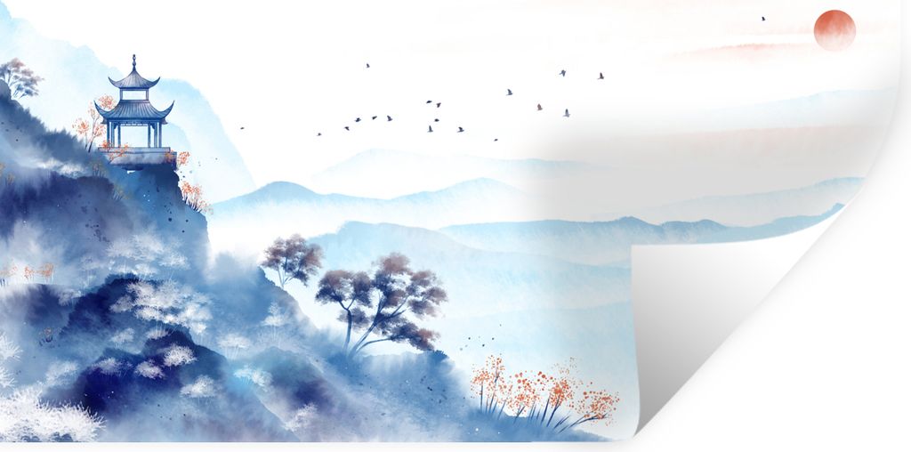 MuchoWow Wandtattoo Wandsticker Wandaufkleber Malerei - Ölfarbe - Natur 60x40 cm Selbstklebend und Repositionierbar - Wierderverwendbar - Selbst...