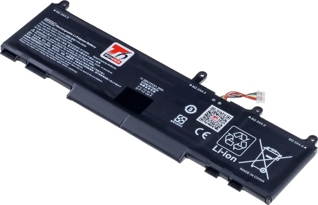 Batteria T6 Power per laptop Hewlett Packard, numero di parte M64304-2D1, Li-Poly, 11,58 V, 4430 mAh (51,3 Wh), nero