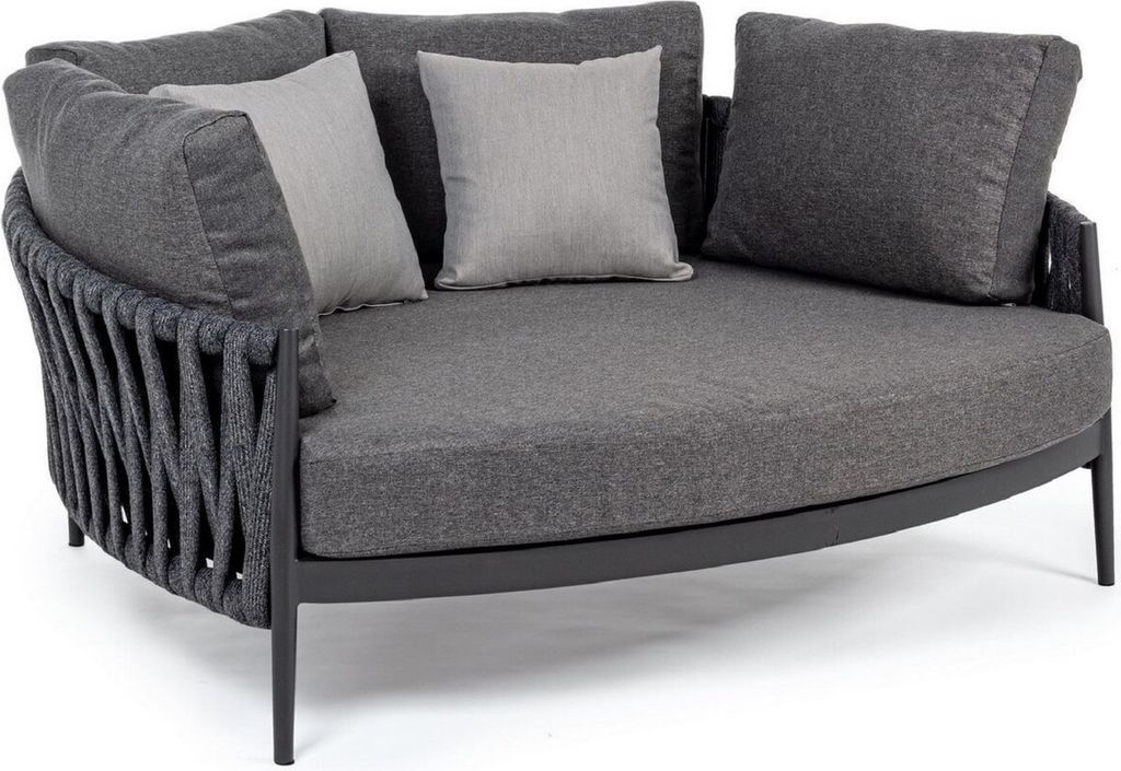 Casa Padrino Luxus Garten Liegesofa mit Kissen Anthrazit 165 x 146 x H. 86 cm - Wetterbeständiges Garten & Terrassen Sofa - Garten & Terrassen Mö...