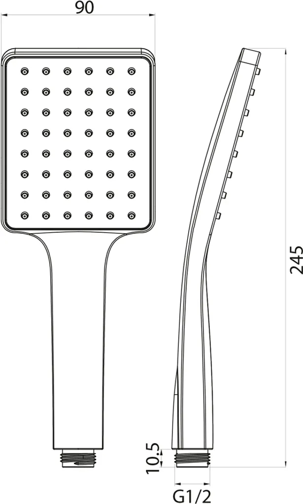 Doccetta Nero Opaco 245mm ABS - Installazione Facile e Anticalcare - 2