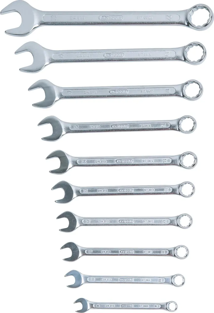 Jeu de clés mixtes en acier chrome-vanadium KS TOOLS 10 pcs 8-22 mm