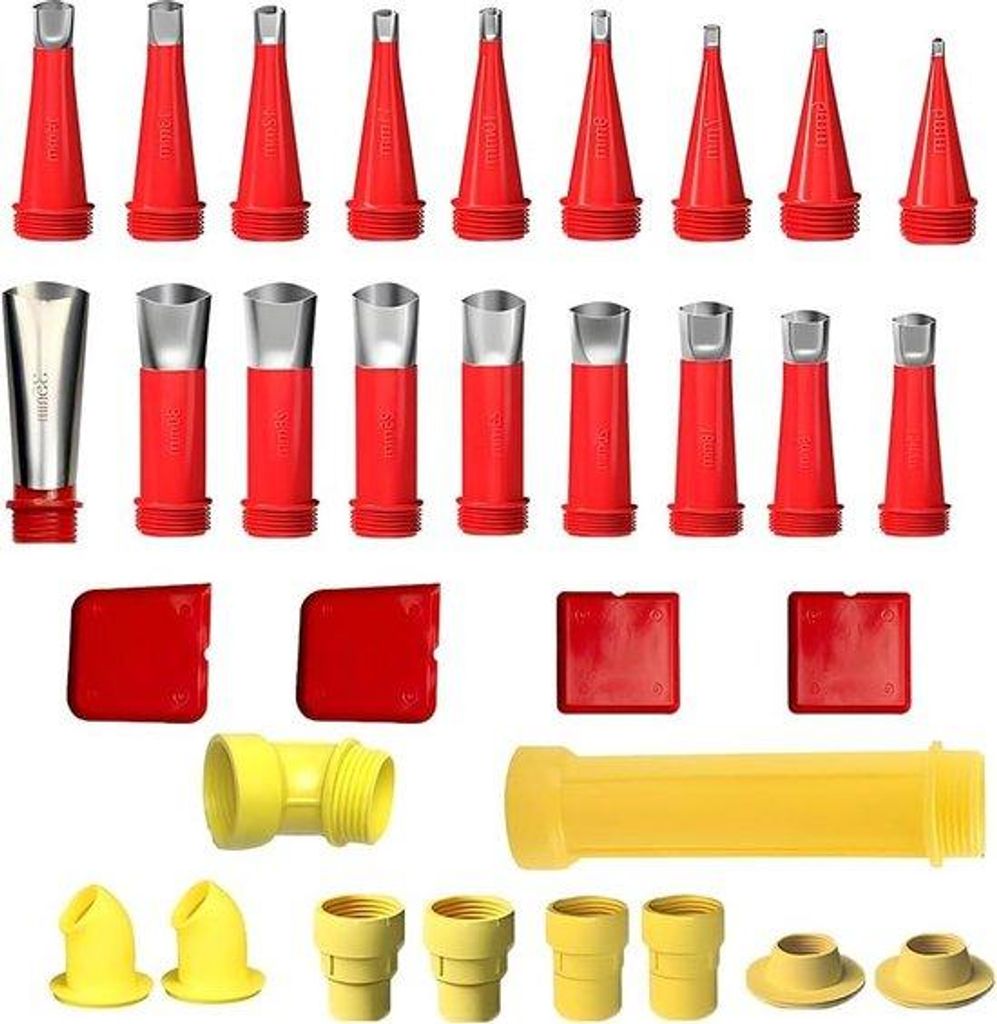 32-teiliges Set aus Edelstahl-Absperrventile mit Silikon-Dichtung, verschiedene Größen.