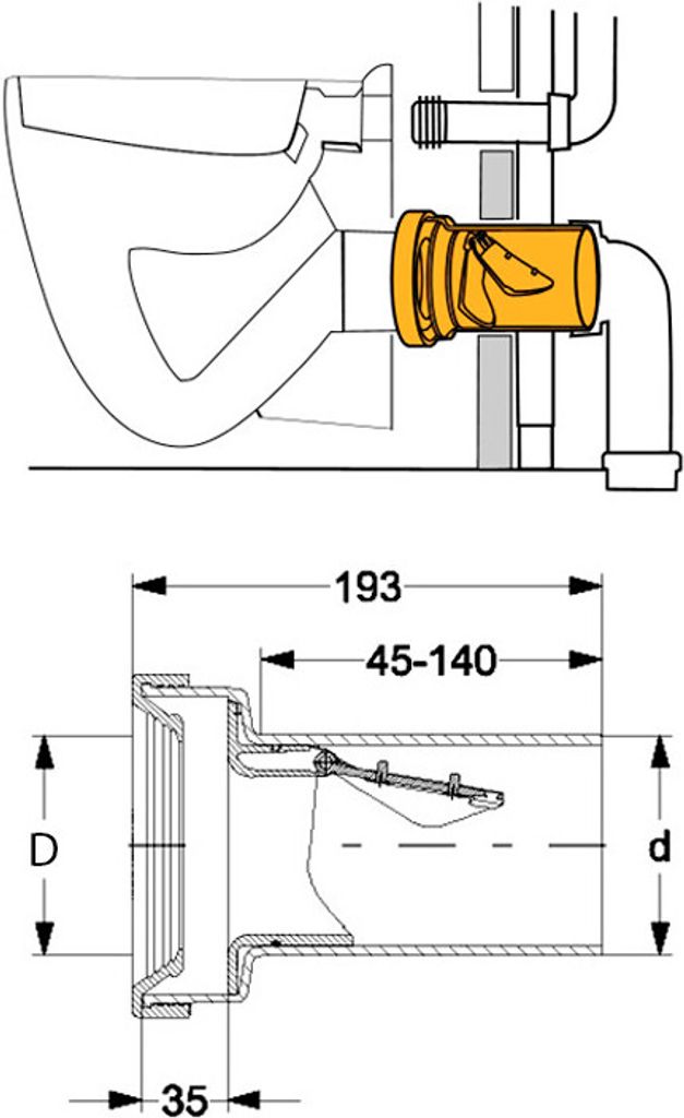 HAAS PE-Wand-WC-Anschlussgarnitur DN 90 mit Rattenklappe Produktbild 2