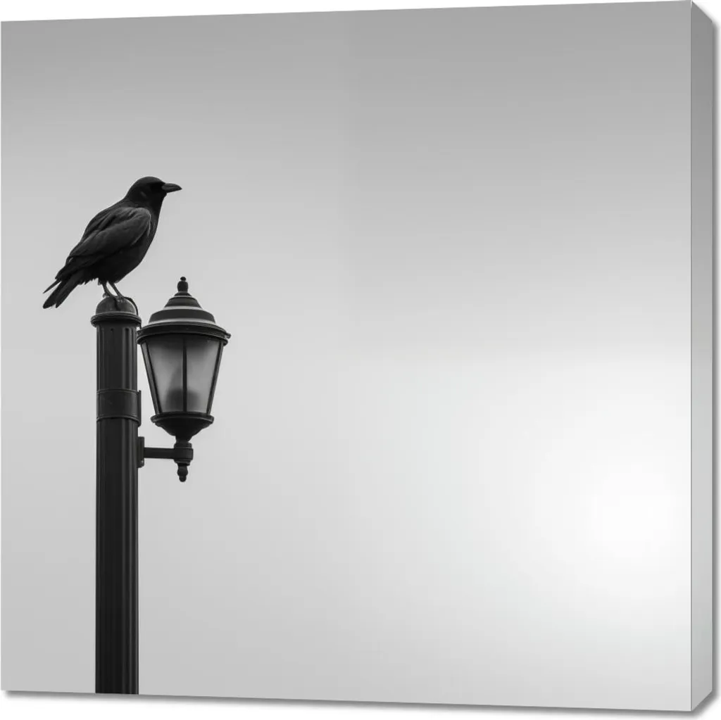 Tableau Image 90 x 90 cm Le raven solitaire - Décoration murale carrée
