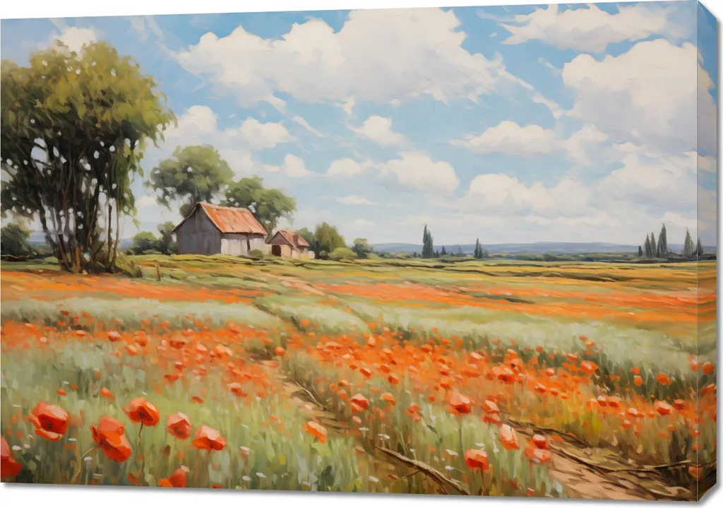 Quadro 100x70 cm Campi di papaveri sussurranti