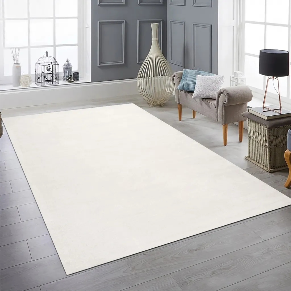 Tapis blanc 160x230 cm de haute qualité texture douce sans motif