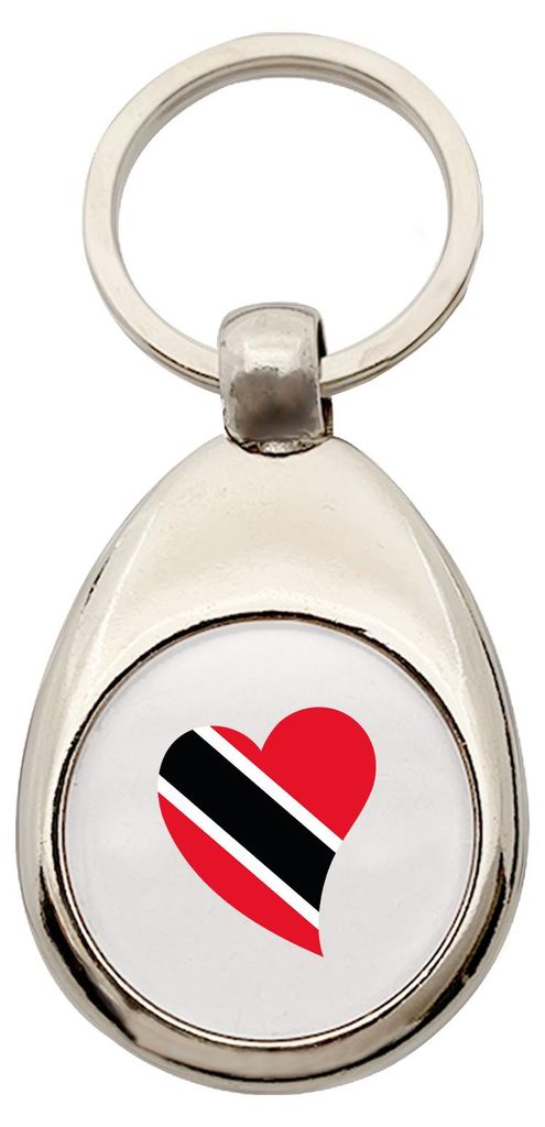 Huuraa Schlüsselanhänger Trinidad und Tobago Flagge Herz Metall Schlüsselring Einkaufswagenchip Geschenkidee
