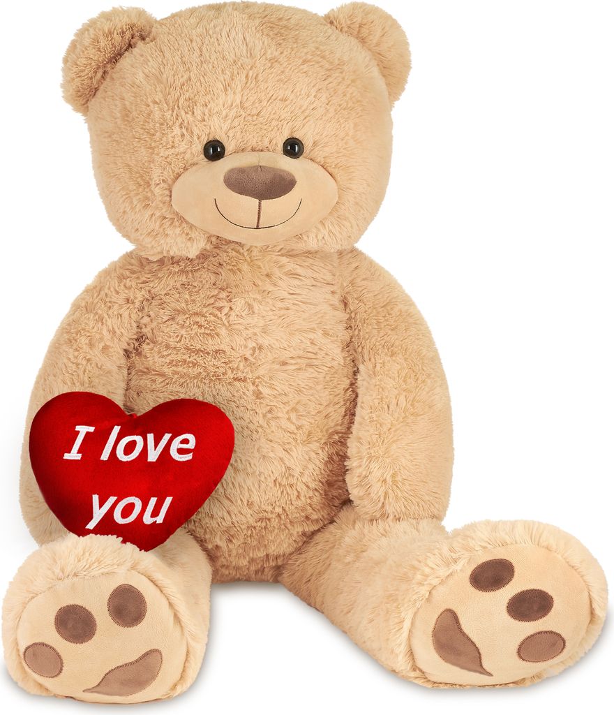 BRUBAKER Orsacchiotto XXL 100 cm beige con cuore I Love You Immagine del prodotto 