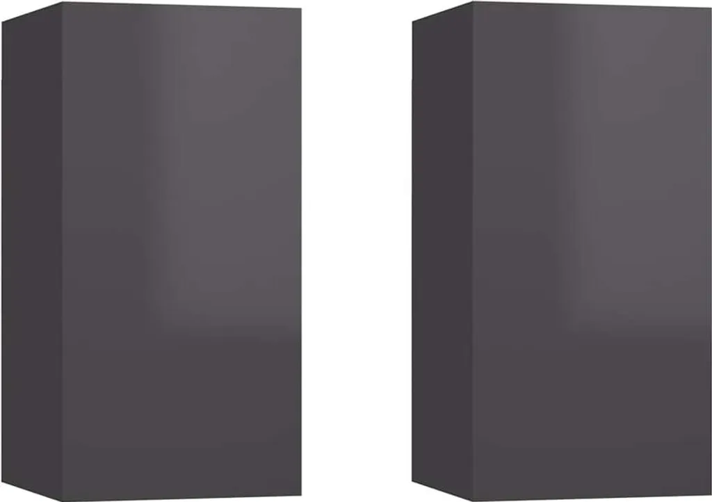 vidaXL Mobili TV 2 pz. Grigio lucido 30,5x30x60 cm Materiale a base di legno