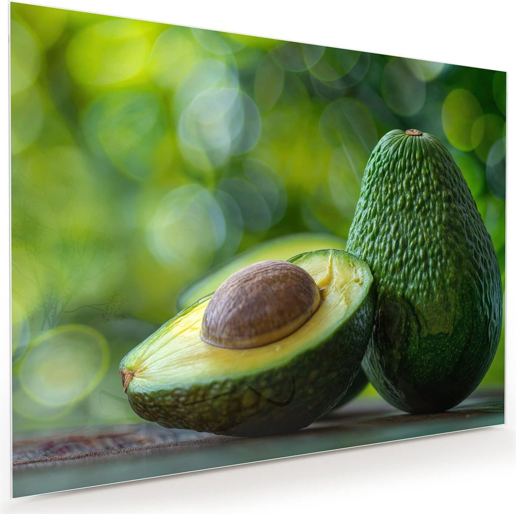 Glasbild 100x75cm in XXL für Wohnzimmer, Schlafzimmer Motiv Avocado Anschnitt