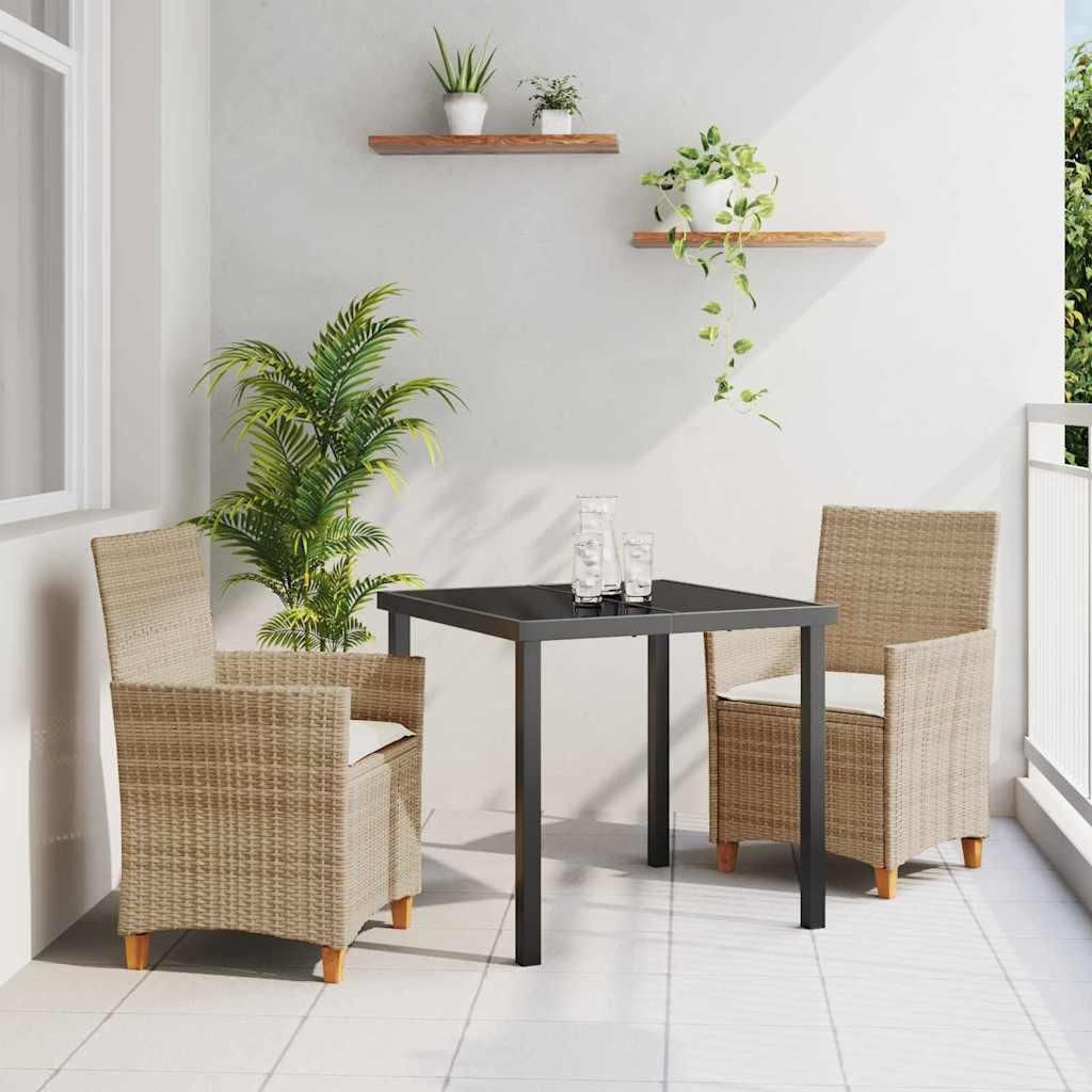 "Rabatt" Garten Essgruppe - Gartenmöbelset - Loungegruppe - 3 pcs Beige Poly-Rattan - Lounge-Dining set CC13618