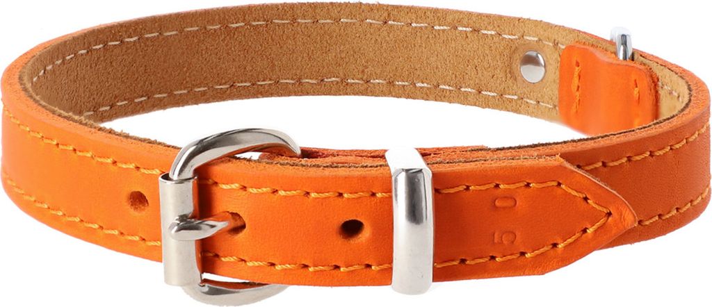 Dingo Soft Leather Lederhalsband Größe M 2,0X50 cm (38-42 cm) Orange