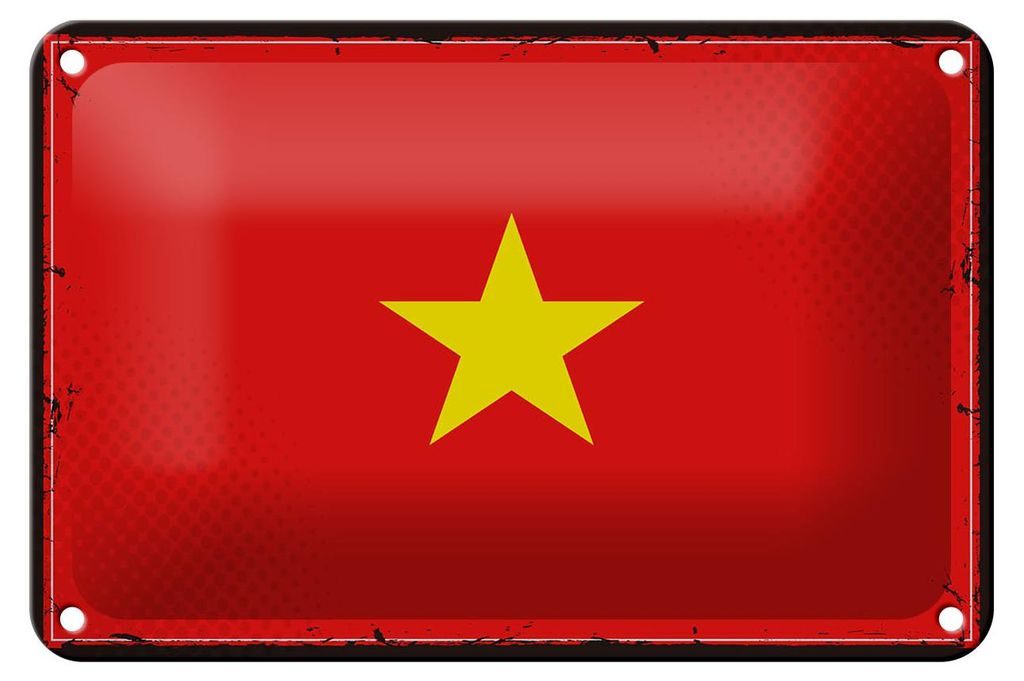 Blechschild Flagge Vietnams 18x12cm Retro Flag of Vietnam Dekoration